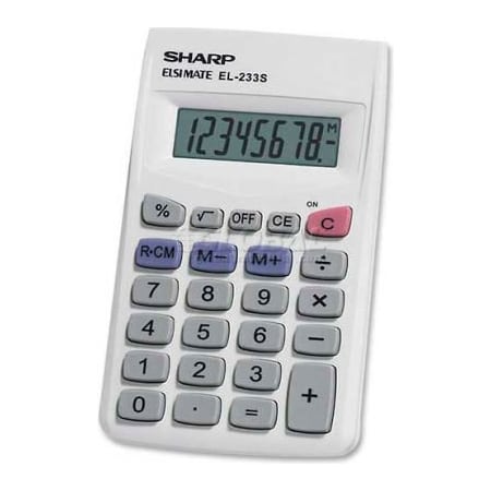 Sharp Sharp 8-Digit Pocket Calculator, EL233SB, 2-1/4" X 3-3/4" X 1/2", Grey/White EL233SB
